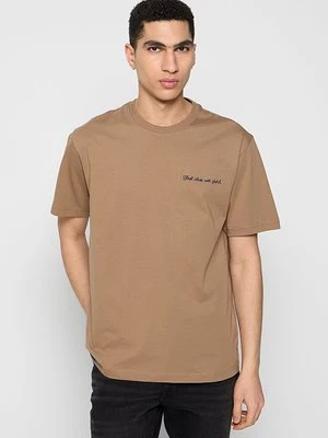 T-shirt z nadrukiem Scotch & Soda brązowy