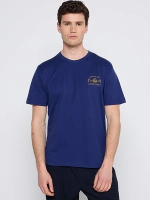 T-shirt z nadrukiem Scotch & Soda niebieski