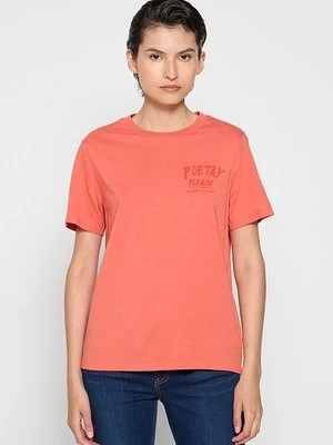 T-shirt z nadrukiem Scotch & Soda koralowy