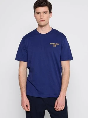 T-shirt z nadrukiem Scotch & Soda niebieski