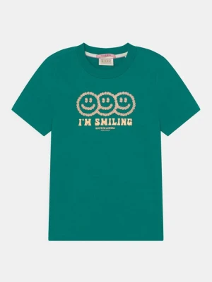 T-shirt z nadrukiem Scotch & Soda ciemnozielony
