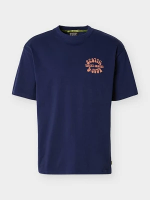 T-shirt z nadrukiem Scotch & Soda granatowy