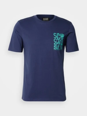 T-shirt z nadrukiem Scotch & Soda niebieski