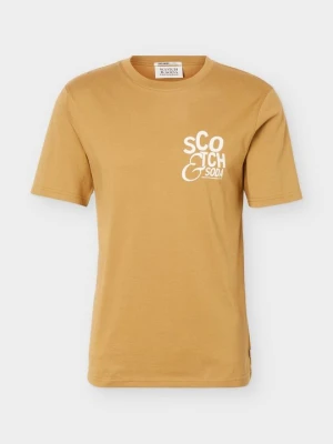 T-shirt z nadrukiem Scotch & Soda piaskowy