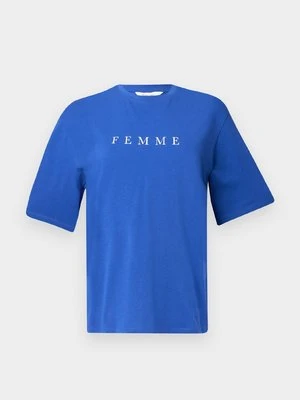T-shirt z nadrukiem Selected biały