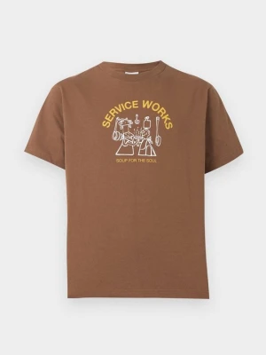 T-shirt z nadrukiem Service Works brązowy