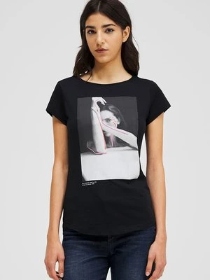 T-shirt z nadrukiem Sisley