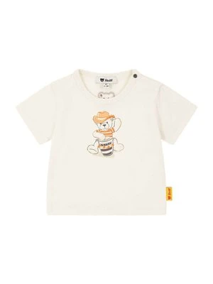 T-shirt z nadrukiem Steiff biały