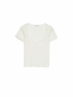 T-shirt z nadrukiem Stradivarius biały