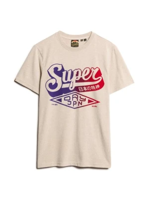 T-shirt z nadrukiem Superdry beżowy