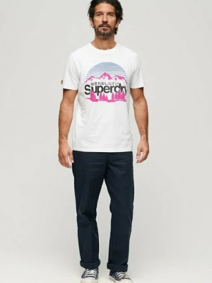 T-shirt z nadrukiem Superdry biały
