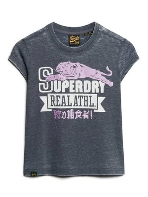 T-shirt z nadrukiem Superdry niebieski