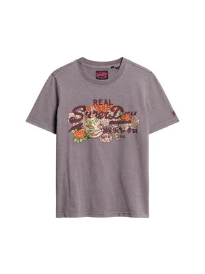 T-shirt z nadrukiem Superdry szary