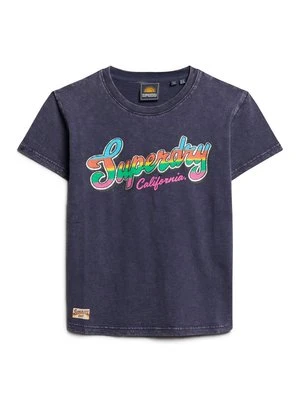 T-shirt z nadrukiem Superdry niebieski