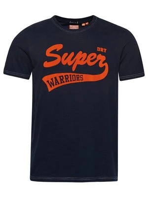 T-shirt z nadrukiem Superdry niebieski