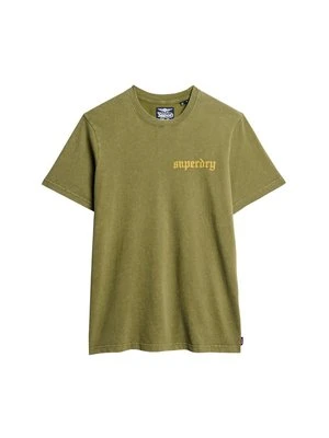 T-shirt z nadrukiem Superdry khaki