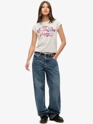 T-shirt z nadrukiem Superdry szary