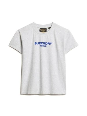 T-shirt z nadrukiem Superdry jasnoszary