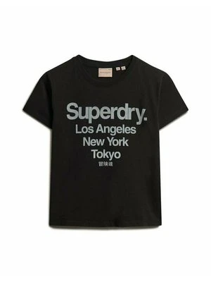 T-shirt z nadrukiem Superdry czarny