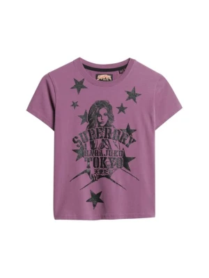 T-shirt z nadrukiem Superdry fioletowy