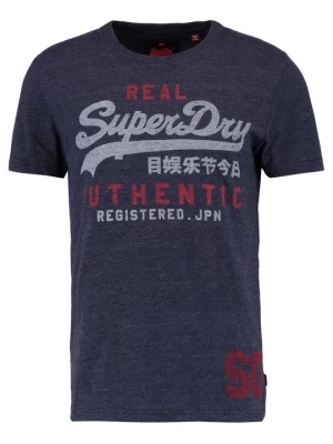 T-shirt z nadrukiem Superdry granatowy