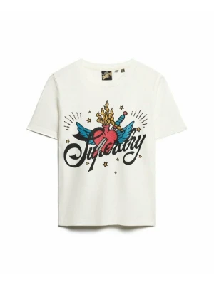 T-shirt z nadrukiem Superdry jasnożółty