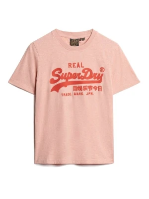 T-shirt z nadrukiem Superdry różowy