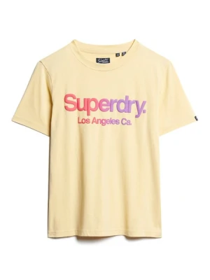 T-shirt z nadrukiem Superdry żółty