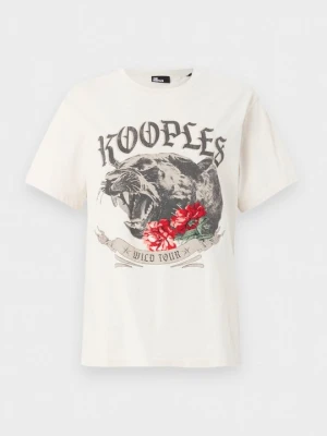 T-shirt z nadrukiem The Kooples beżowy