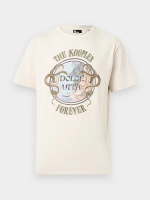 T-shirt z nadrukiem The Kooples beżowy