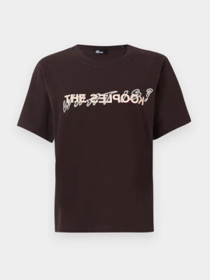 T-shirt z nadrukiem The Kooples brązowy