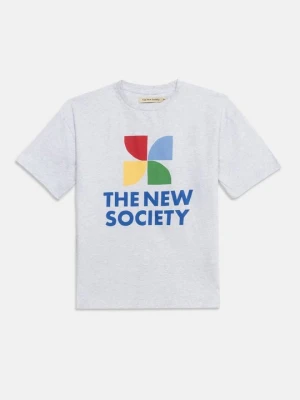 T-shirt z nadrukiem The New Society jasnoszary melanż