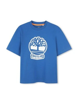 T-shirt z nadrukiem Timberland niebieski melanż