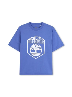 T-shirt z nadrukiem Timberland jasnoniebieski