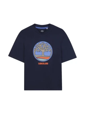 T-shirt z nadrukiem Timberland niebieski
