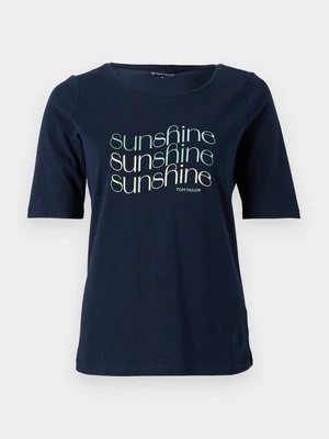 T-shirt z nadrukiem Tom Tailor granatowy