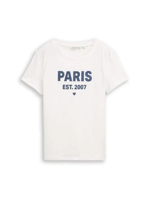 T-shirt z nadrukiem Tom Tailor mleczny