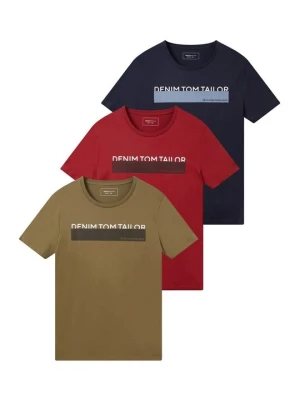 T-shirt z nadrukiem Tom Tailor oliwkowy