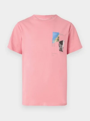 T-shirt z nadrukiem Tom Tailor różowy melanż