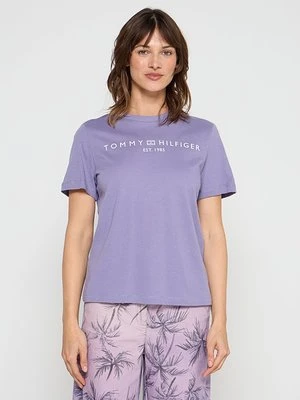 T-shirt z nadrukiem Tommy Hilfiger liliowy