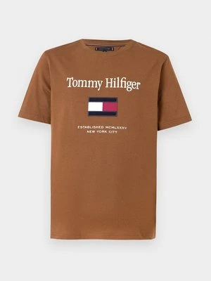 T-shirt z nadrukiem Tommy Hilfiger brązowy