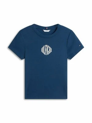 T-shirt z nadrukiem Tommy Hilfiger granatowy