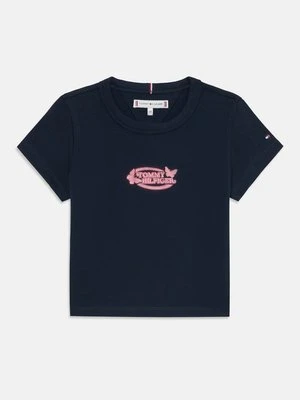 T-shirt z nadrukiem Tommy Hilfiger granatowy