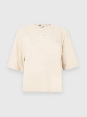 T-shirt z nadrukiem Tommy Hilfiger beżowy