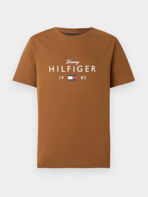 T-shirt z nadrukiem Tommy Hilfiger brązowy