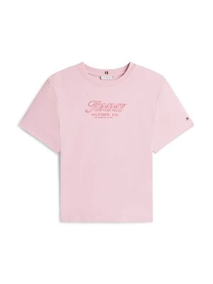 Zdjęcie produktu T-shirt z nadrukiem Tommy Hilfiger jasnoróżowy