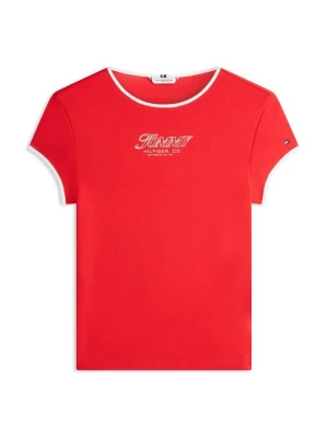 T-shirt z nadrukiem Tommy Hilfiger czerwony
