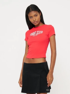 T-shirt z nadrukiem Tommy Hilfiger czerwony