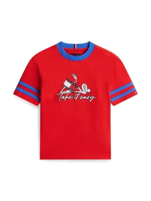 T-shirt z nadrukiem Tommy Hilfiger czerwony