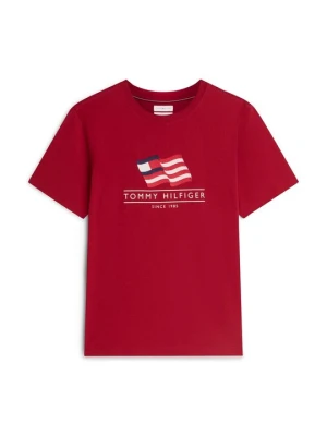 T-shirt z nadrukiem Tommy Hilfiger czerwony